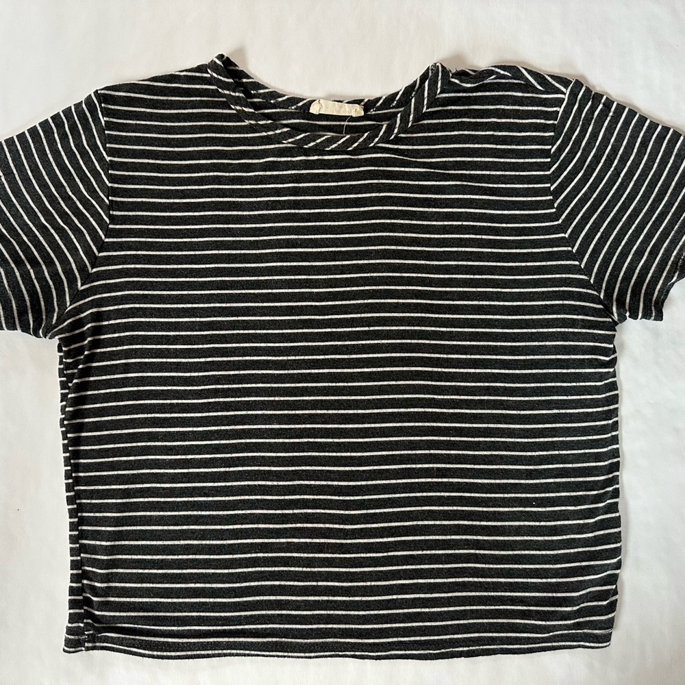 Gray Stripped High Neck CropTop